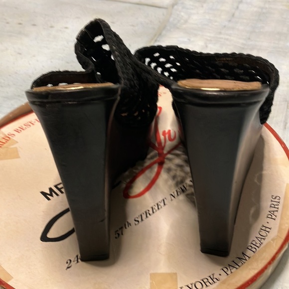 Bradley Mischka, black net, wedge heel size 10 - Picture 4 of 7